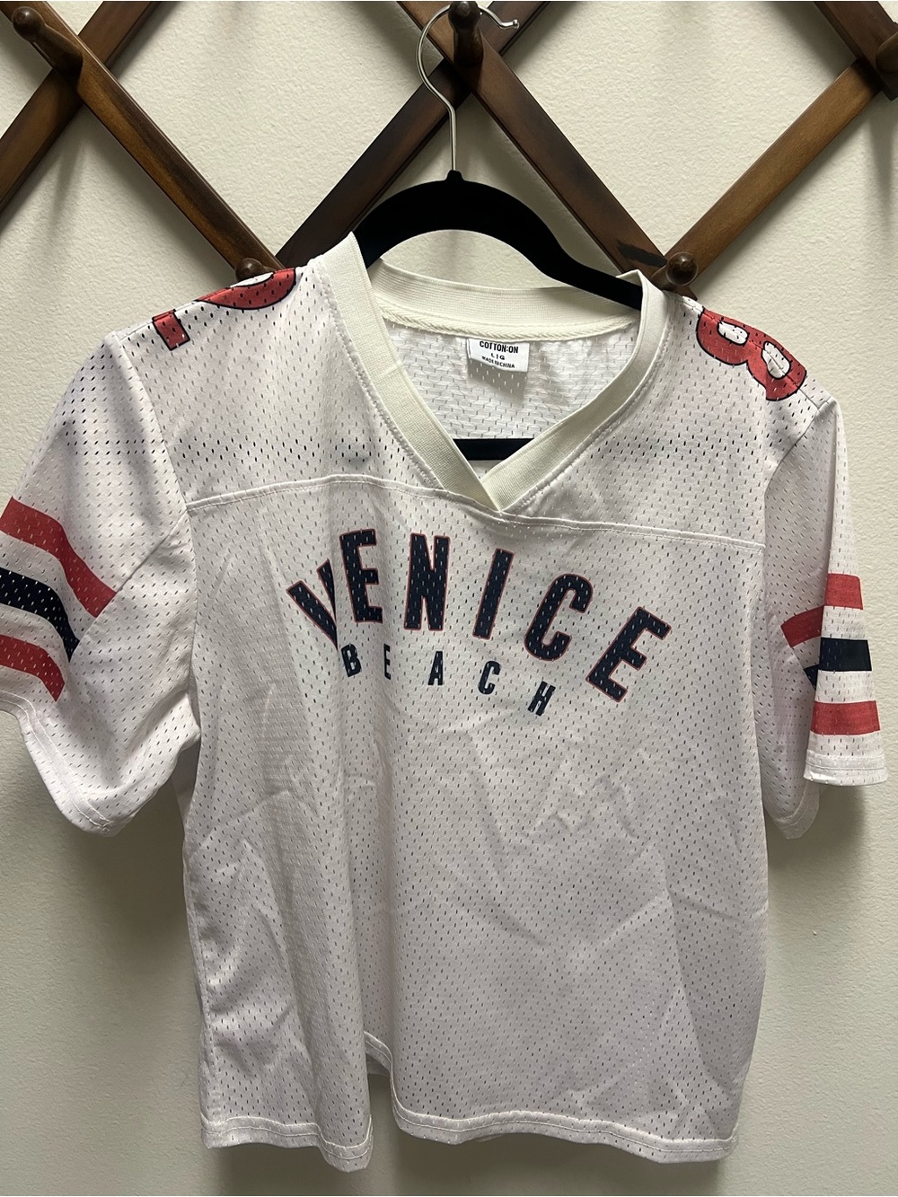 Cotton On White Mesh Labeled Top